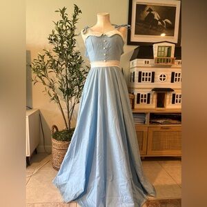Vintage Handmade 70’s Blue & White Gown Disney Princess XS